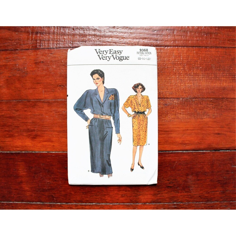 Vogue 9368 80s Vintage Sewing Pattern UNCUT Blouson Dress Easy